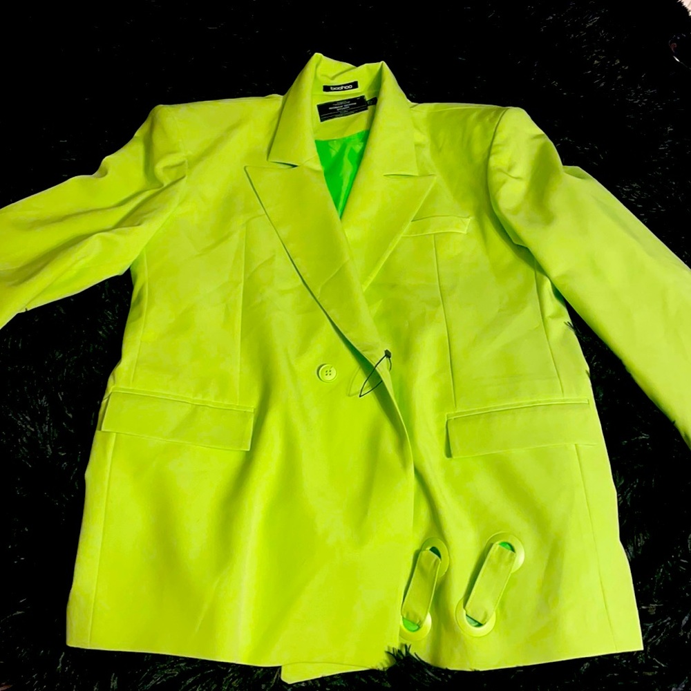 BOOHOO Lime green blazer. Bought to be oversized. Super cute and unique!